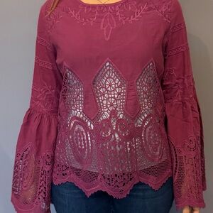 Elegant Lace Women's Blouse in Rich Fuschia